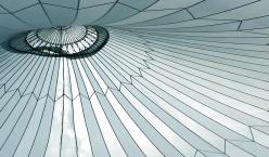 Quelle: bit.it | photocase.com http://www.photocase.de/foto/87782-stock-photo-blau-oben-linie-kunst-design-geschlossen Blick von Innen auf die Kuppel eines großen Zelts